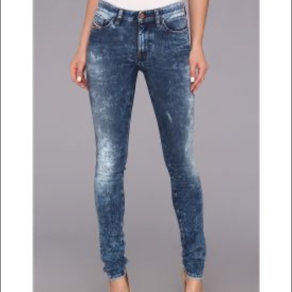 Diesel Skinzee Super Skinny Acid Wash Jeans
